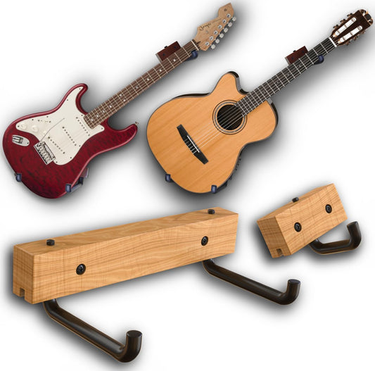 Single/Double Wall Guitar Hanger Hook｜Solid Wood Base with Metal Arms｜For Electric, Acoustic, Bass Guitars & Ukuleles