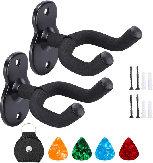 Universal Wall Mount Guitar Hanger | U-Shaped Foam Hook | Metal Base with Screws | Fits Acoustic, Electric, Bass Guitars & Ukuleles