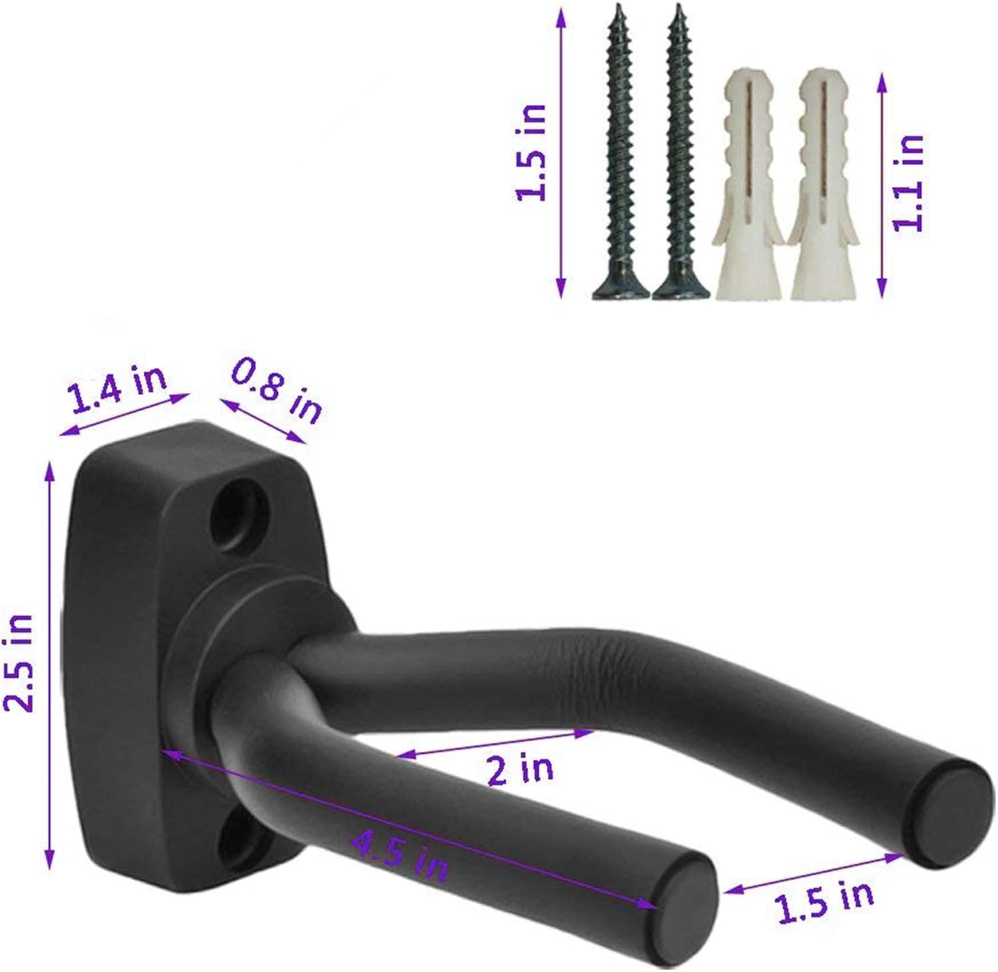 Wall Mount Guitar Hanger Hook with Screws and Anchors｜Universal Support for String Instruments